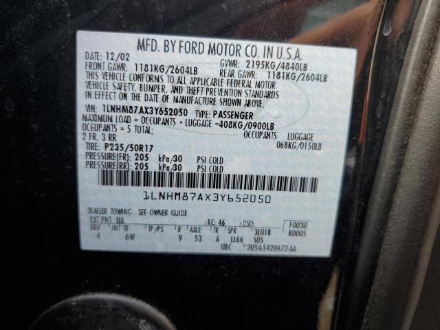 1LNHM87AX3Y652050 - 2003 LINCOLN LS BLACK photo 12