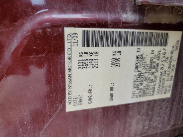 1N4AA5AP0AC825567 - 2010 NISSAN MAXIMA S BURGUNDY photo 12