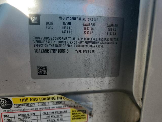 1G1ZA5E17BF106618 - 2011 CHEVROLET MALIBU LS Արծաթագույն լուսանկար 12