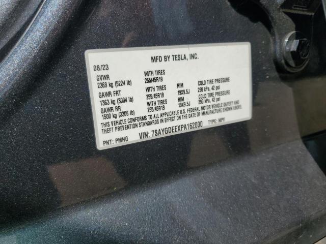 7SAYGDEEXPA162000 - 2023 TESLA MODEL Y GRAY photo 12