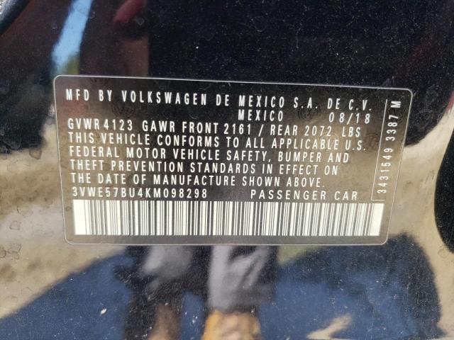 3VWE57BU4KM098298 - 2019 VOLKSWAGEN JETTA SEL Siyah fotoğraf 12