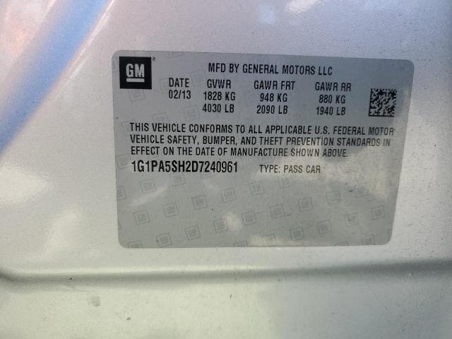 1G1PA5SH2D7240961 - 2013 CHEVROLET CRUZE LS SILVER photo 12