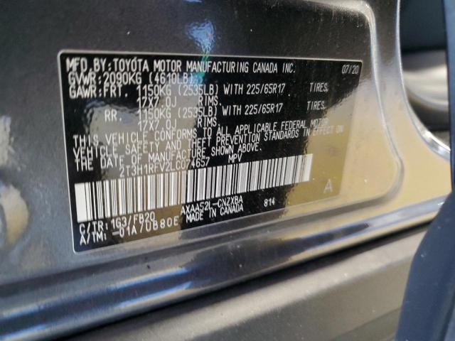 2T3H1RFV2LC074657 - 2020 TOYOTA RAV4 LE CHARCOAL photo 13
