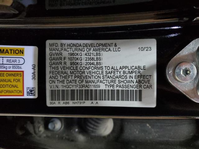 1HGCY1F33RA011659 - 2024 HONDA ACCORD EX BLACK photo 12