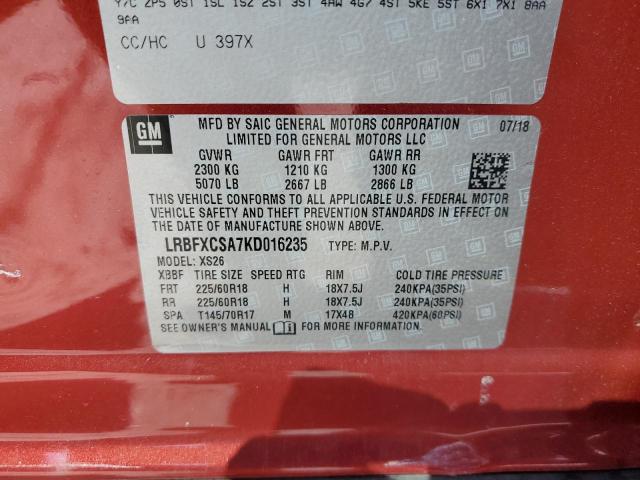 LRBFXCSA7KD016235 - 2019 BUICK ENVISION ESSENCE RED photo 13