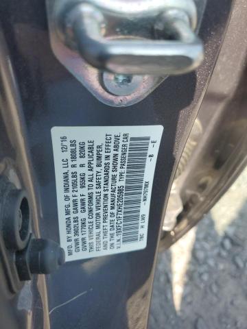 19XFC1F7XHE205985 - 2017 HONDA CIVIC EXL 银色 照片 12