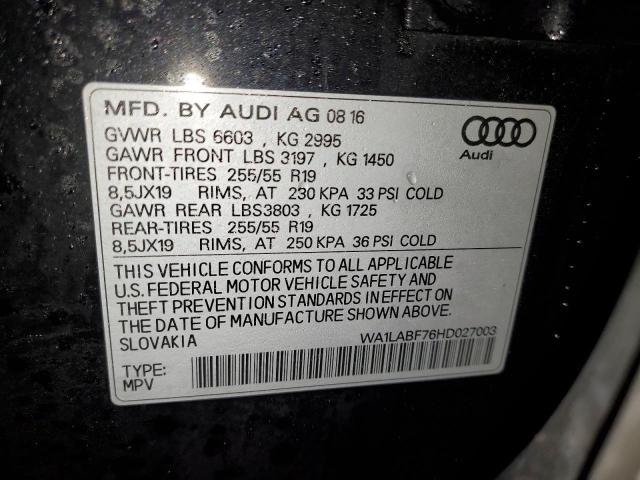 WA1LABF76HD027003 - 2017 AUDI Q7 PREMIUM PLUS BLACK photo 13