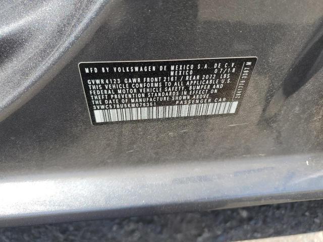 3VWC57BU5KM076351 - 2019 VOLKSWAGEN JETTA S გრაფიტი ფოტო 12