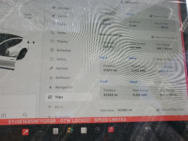 5YJ3E1EB5NF112039 - 2022 TESLA MODEL 3 Ақ фото 9