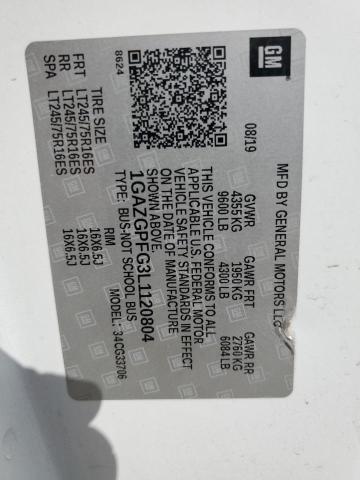 1GAZGPFG3L1120804 - 2020 CHEVROLET EXPRESS G3 LT WHITE photo 13