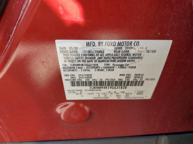 1LNHM94R19G631828 - 2009 LINCOLN MKS Qırmızı foto 12