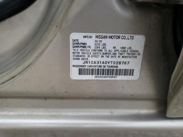 JN1CA31A0YT028767 - 2000 NISSAN MAXIMA GLE BEIGE photo 13