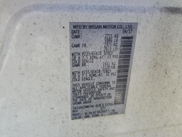 5N1DR2MM7HC681506 - 2017 NISSAN PATHFINDER S WHITE photo 14