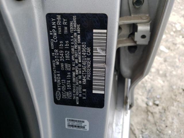 KMHCT5AE4EU149681 - 2014 HYUNDAI ACCENT GLS SILVER photo 12