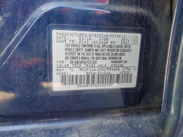 3N1AB7AP0JY257320 - 2018 NISSAN SENTRA S BLUE photo 12