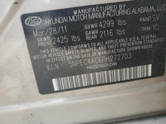 5NPEC4AC6BH272703 - 2011 HYUNDAI SONATA SE BEIGE photo 12