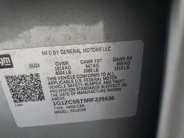 1G1ZC5ST5RF225536 - 2024 CHEVROLET MALIBU LS GRAY photo 12