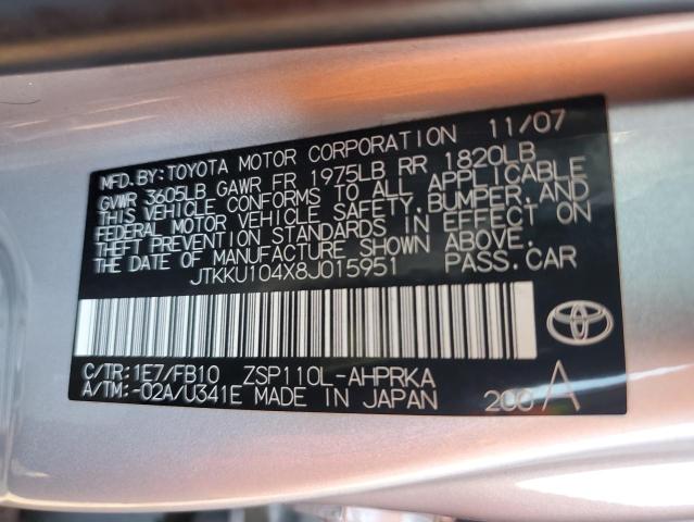 JTKKU104X8J015951 - 2008 TOYOTA SCION XD SILVER photo 12