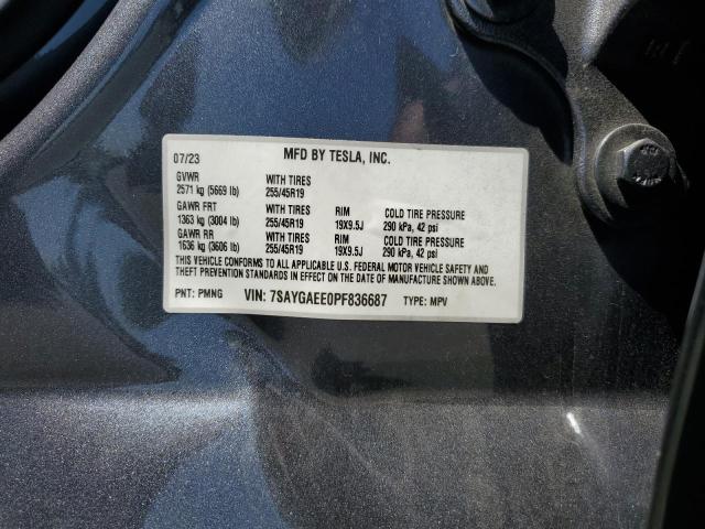 7SAYGAEE0PF836687 - 2023 TESLA MODEL Y Արծաթագույն լուսանկար 14