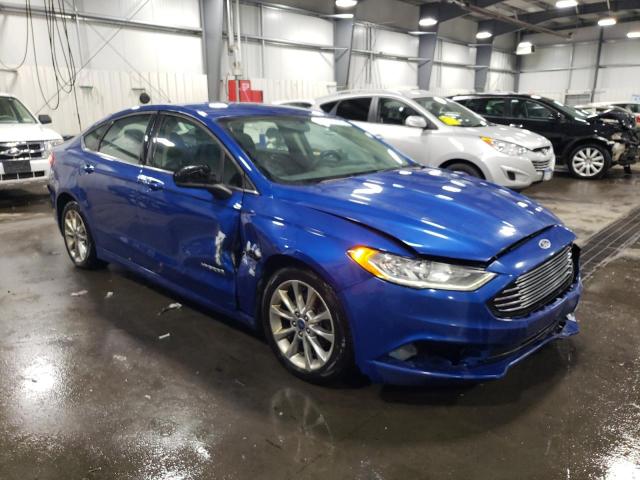 3FA6P0LU4HR385309 - 2017 FORD FUSION SE HYBRID BLUE photo 4