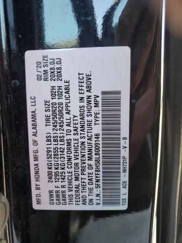 5FNYF8H58LB009146 - 2020 HONDA PASSPORT EXL أسود صورة 13