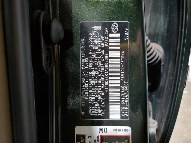 4T1BK3EK1AU605004 - 2010 TOYOTA CAMRY SE მწვანე ფოტო 12