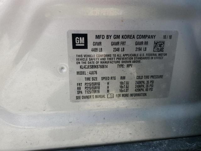 KL4CJESB9KB760614 - 2019 BUICK ENCORE PREFERRED SILVER photo 13