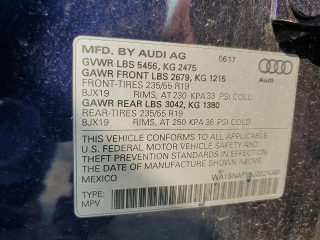 WA1BNAFY5J2021049 - 2018 AUDI Q5 PREMIUM PLUS BLUE photo 13