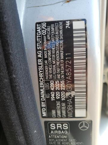 WDBHA29G0YA857211 - 2000 MERCEDES-BENZ C 280 Серебристый фото 12