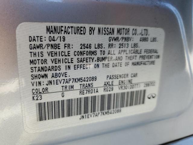 JN1EV7AP7KM542089 - 2019 INFINITI Q50 LUXE SILVER photo 12