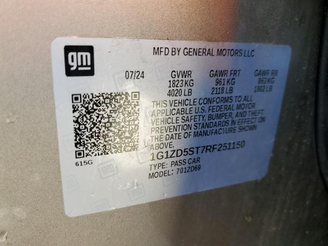 1G1ZD5ST7RF251150 - 2024 CHEVROLET MALIBU LT TAN photo 12