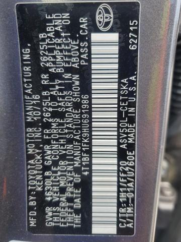 4T1BF1FK9HU691986 - 2017 TOYOTA CAMRY LE GRAY photo 12