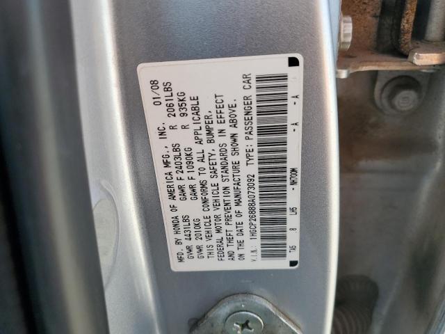 1HGCP26888A073092 - 2008 HONDA ACCORD EXL SILVER photo 12