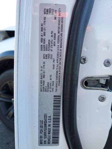 1C6RR7GG6MS547221 - 2021 RAM 1500 CLASS SLT თეთრი ფოტო 12