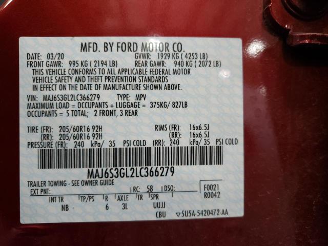 MAJ6S3GL2LC366279 - 2020 FORD ECOSPORT SE RED photo 14