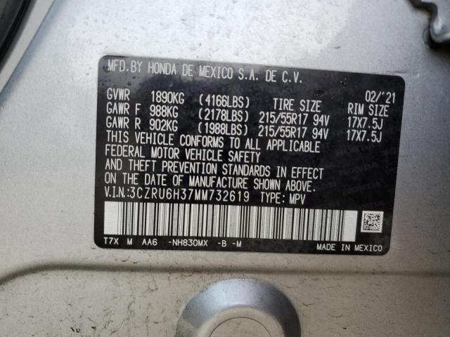 3CZRU6H37MM732619 - 2021 HONDA HR-V LX SILVER photo 13