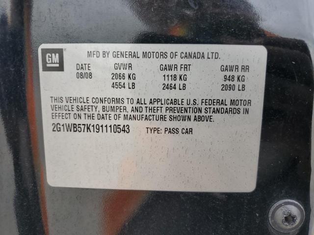 2G1WB57K191110543 - 2009 CHEVROLET IMPALA LS BLACK photo 12