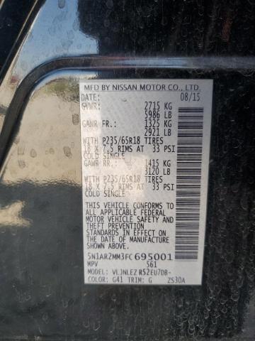 5N1AR2MM3FC695001 - 2015 NISSAN PATHFINDER S BLACK photo 13
