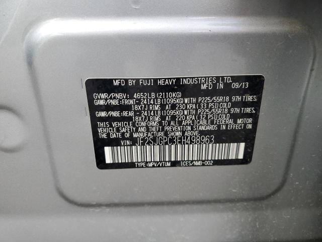JF2SJGPC3EH498963 - 2014 SUBARU FORESTER 2.0XT TOURING SILVER photo 13