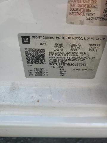 3GTU9FET0MG137955 - 2021 GMC SIERRA K1500 DENALI WHITE photo 12