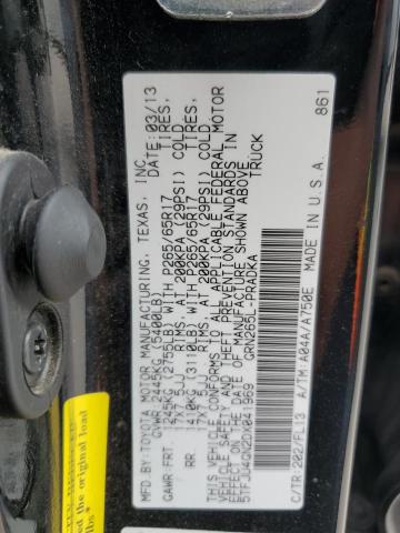 5TFJU4GN2DX041969 - 2013 TOYOTA TACOMA DOUBLE CAB PRERUNNER BLACK photo 12