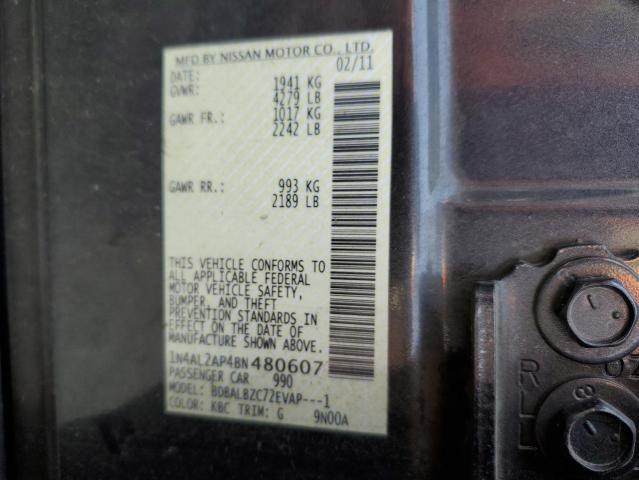 1N4AL2AP4BN480607 - 2011 NISSAN ALTIMA BASE 灰色 照片 12