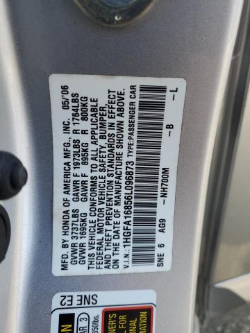 1HGFA16856L096873 - 2006 HONDA CIVIC EX SILVER photo 12