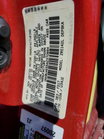 1NXBU4EE6AZ370884 - 2010 TOYOTA COROLLA BASE 红色 照片 13