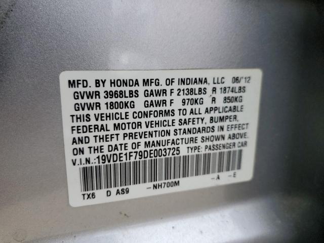 19VDE1F79DE003725 - 2013 ACURA ILX 20 TECH SILVER photo 12