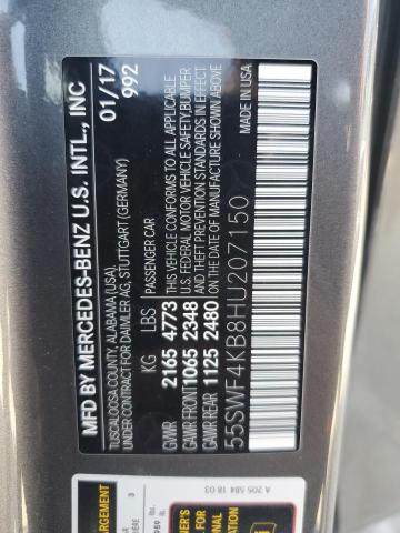 55SWF4KB8HU207150 - 2017 MERCEDES-BENZ C 300 4MATIC CHARCOAL photo 13