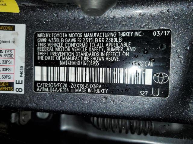 NMTKHMBX7JR004935 - 2018 TOYOTA C-HR XLE CHARCOAL photo 14