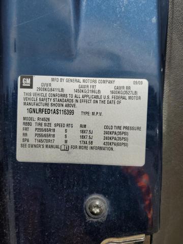 1GNLRFED1AS116399 - 2010 CHEVROLET TRAVERSE LT Blau Foto 14