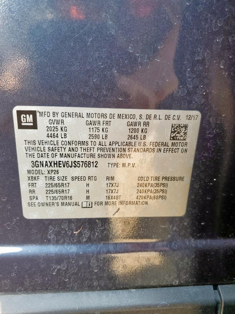 3GNAXHEV6JS576812 - 2018 CHEVROLET EQUINOX LS Lila Foto 13