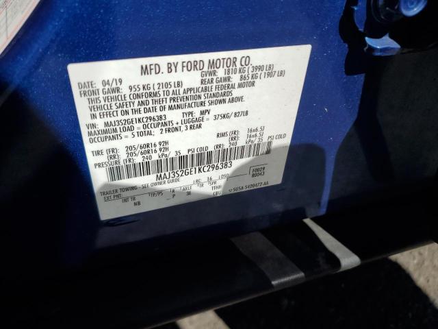 MAJ3S2GE1KC296383 - 2019 FORD ECOSPORT SE أزرق صورة 14